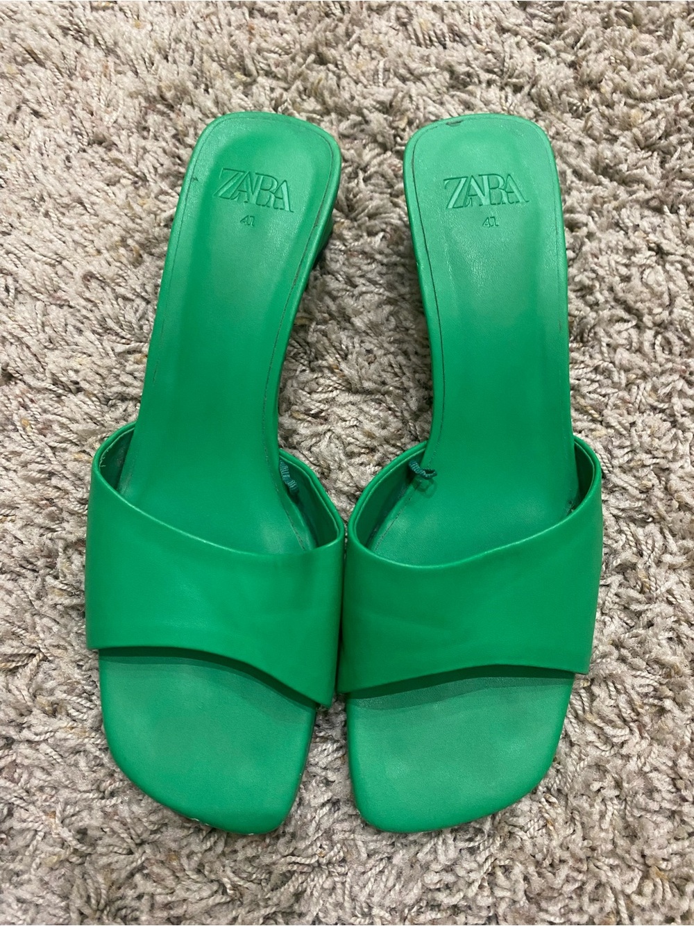 ZARA Bright Green Slide Mules